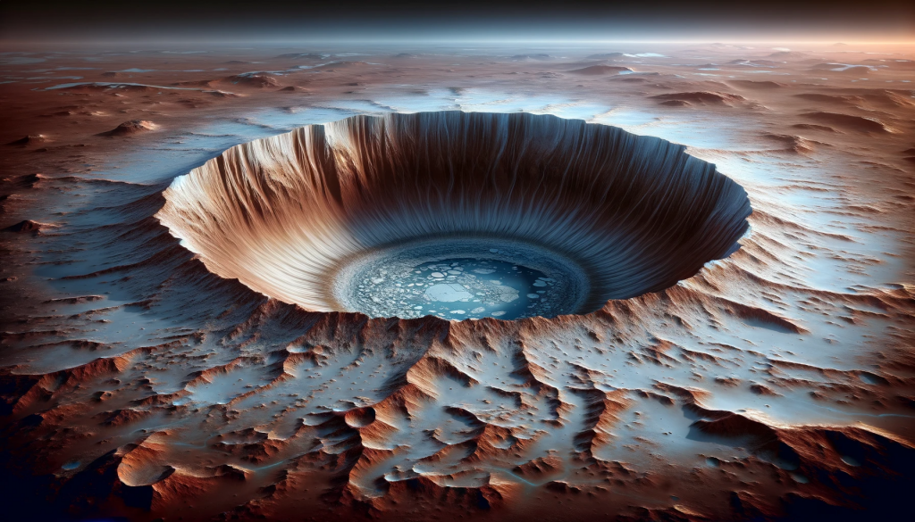 DALL%C2%B7E-2024-01-17-06.12.13-A-realistic-depiction-of-a-massive-crater-on-the-North-Pole-of-Mars-with-a-focus-on-maintaining-accurate-scale.-The-crater-55-kilometers-deep-and-11-1024x585.png